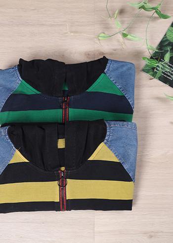 Yellow Striped Asymmetrical Design Autumn Ideas Tops