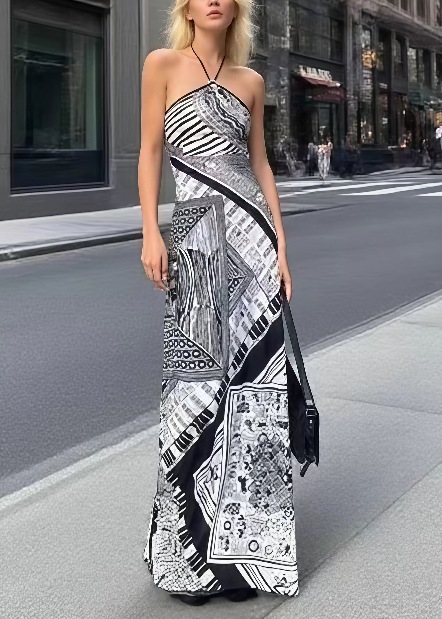 Backless Print Halter Beach Dresses Summer