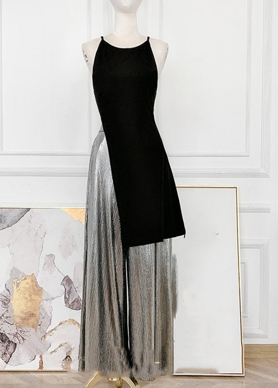 Halte Backless Top and Pants Skirt Two-piece Set Sleeveless