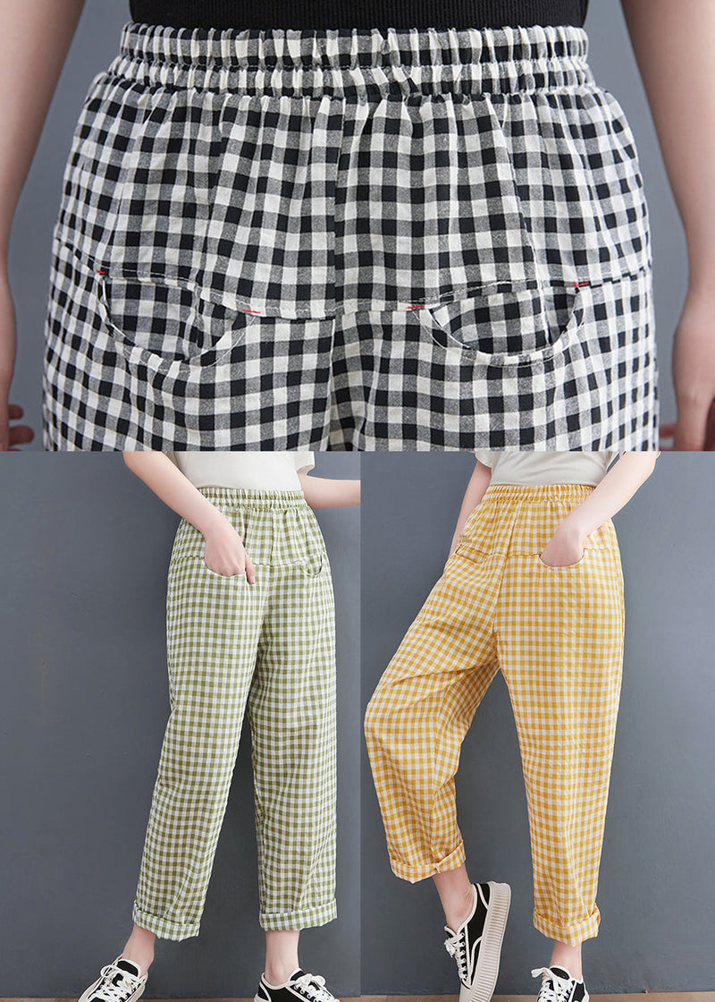 Black Plaid Pockets Harem Pants Spring