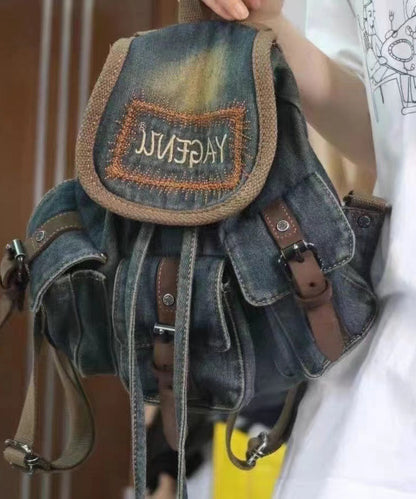 New Japanese and Korean Embroidery Denim Backpacks