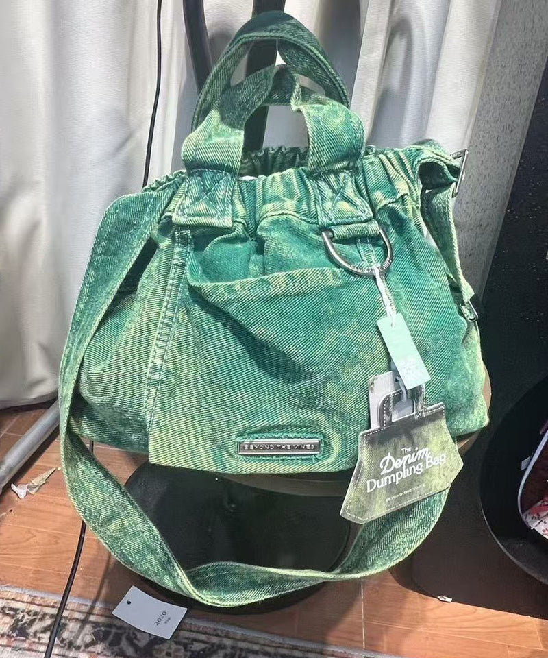 Green Tie Dye Denim Versatile Tote Bag
