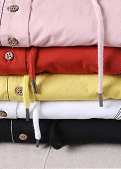 Italian Pink Hooded Cotton Shirt Summer