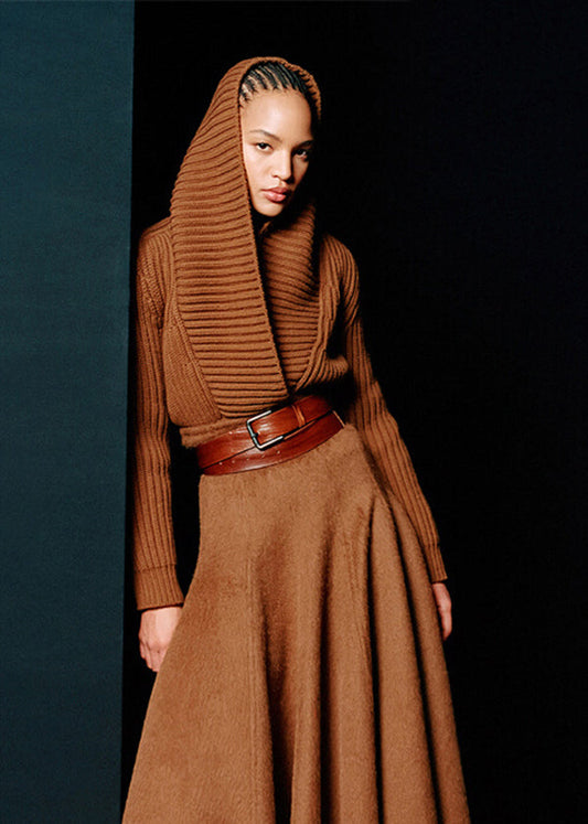 Caramel V Neck Knit Cardigans Fall
