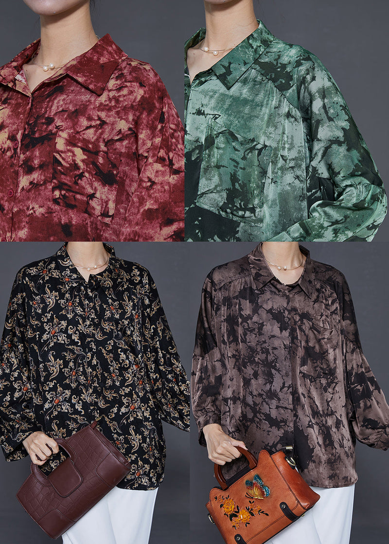 Mulberry Oversized Tie Dye Chiffon Blouse Top Summer