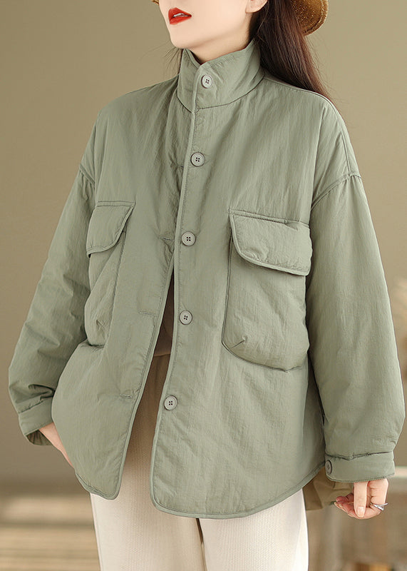 Coffee Stand Collar Pockets Fine Cotton Filled Jackets Winter