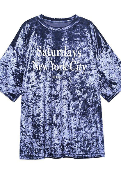 Loose Black Letter Tops Blouses O Neck Loose Spring Top