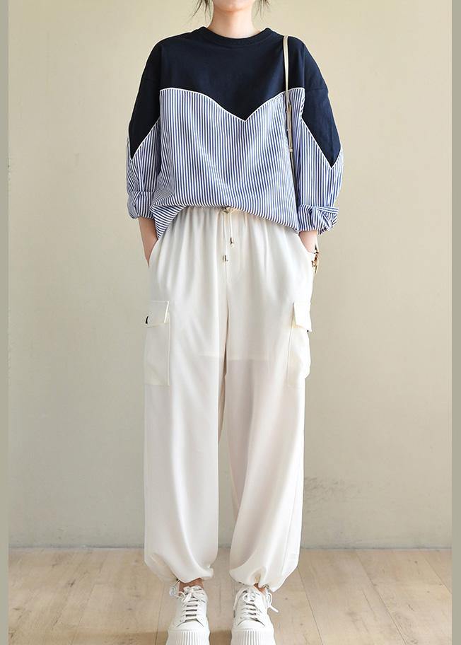 Unique White High Waist Chiffon Spring Pants