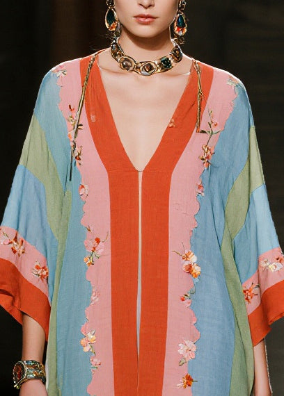Multicolored Oversized Patchwork Cotton Fake Dress Summer