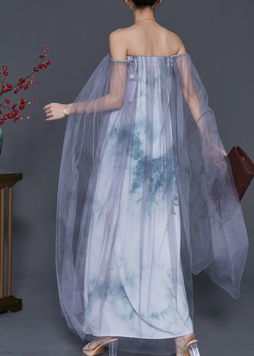 Cold Shoulder Tie Dye Tulle Holiday Dress Spring