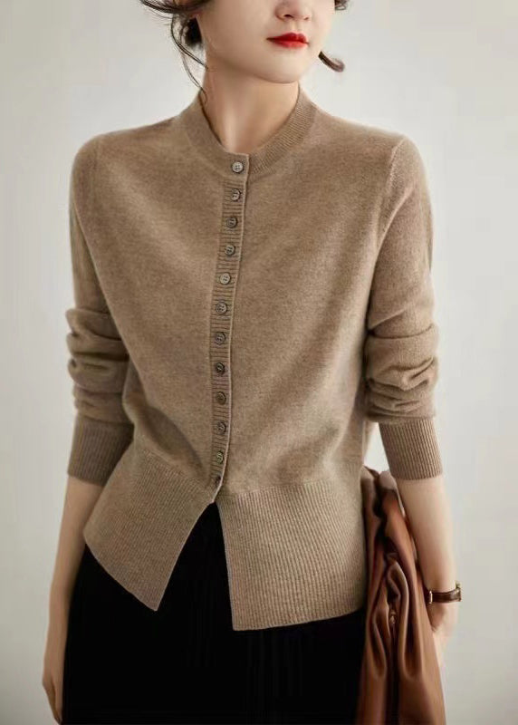 Red O Neck Button Knit Coats Spring