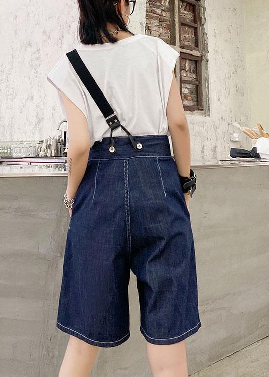 Summer Denim Blue Back With Button Five Pants