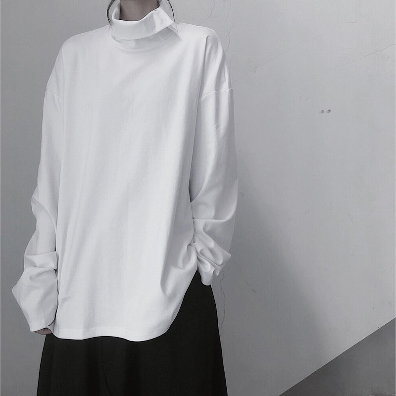 Diy White Tunic Top High Neck Asymmetric Midi Top