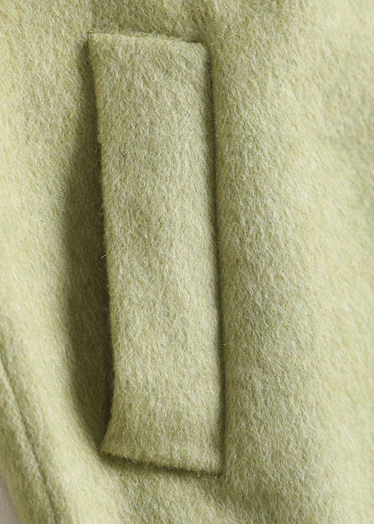 Green Peter Pan Collar Sashes Woolen Coat Fall
