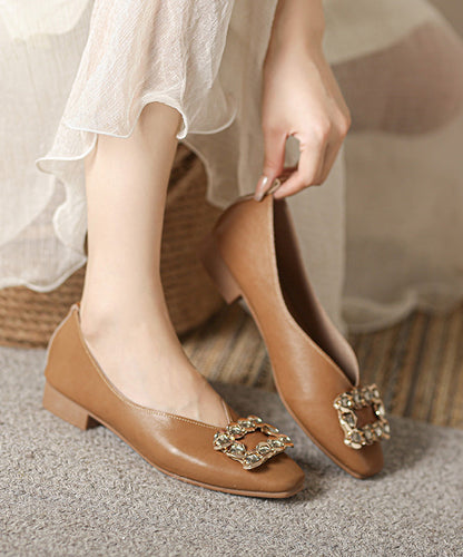 Comfortable Red Zircon Splicing Flat Shoes for
