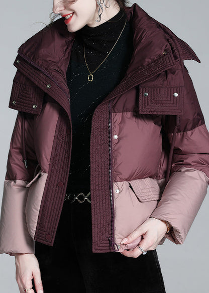Mulberry Zip Up Pockets Duck Down Puffer Jacket Winter