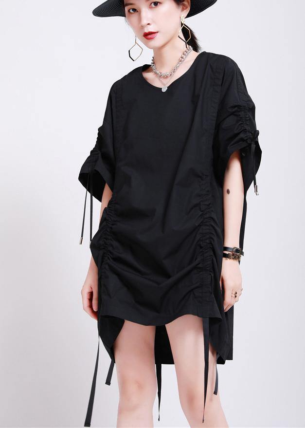 Black Cinched Summer Cotton Dress