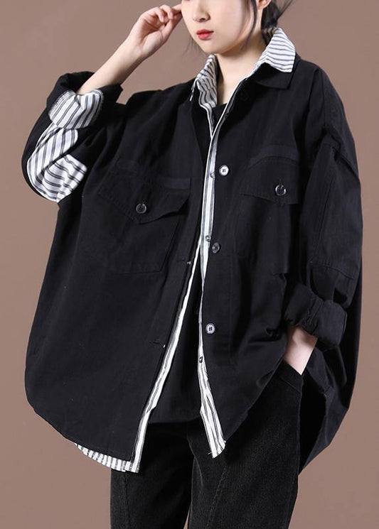 Black Pockets Coat Spring