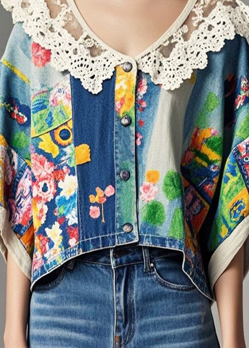 Oversized Lace Patchwork Print Tanks Summer