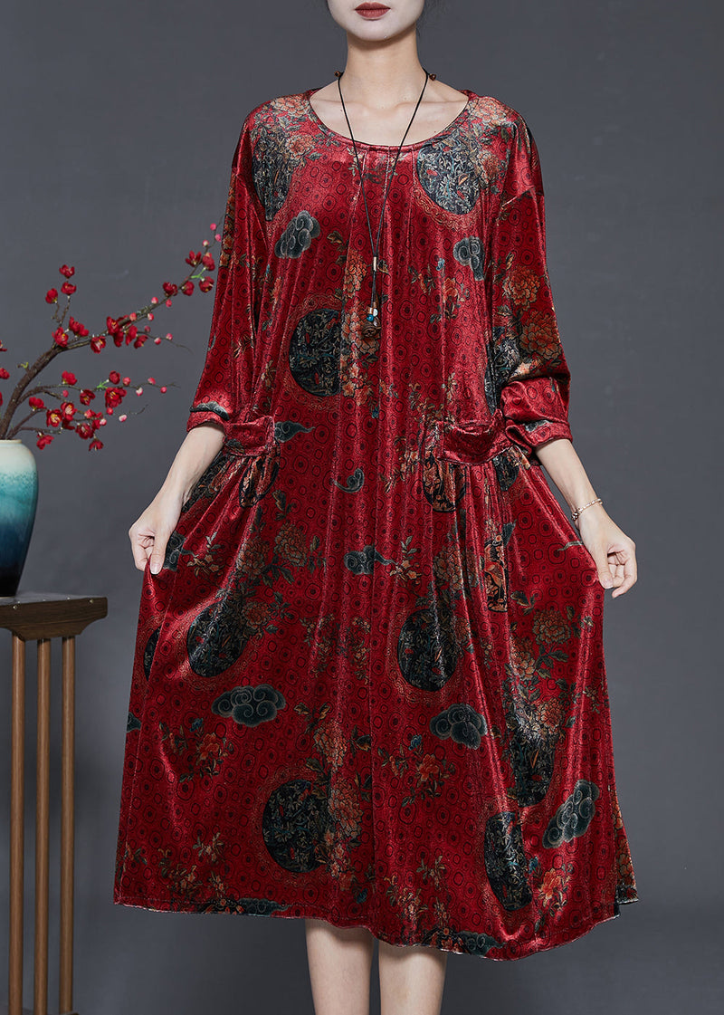 Mulberry Oversized Print Silk Velour Dress Fall