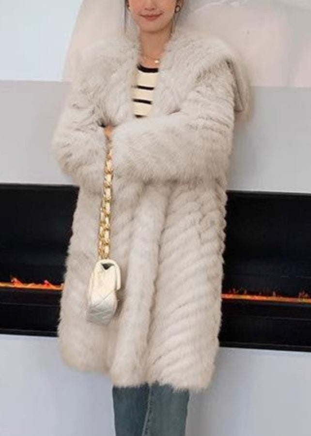 Art Apricot Sailor Collar Pockets Leather and Fur Coats Spring