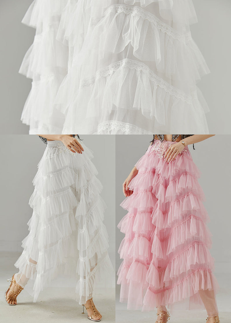 Pink Tulle Skirts Embroidered Nail Bead Summer