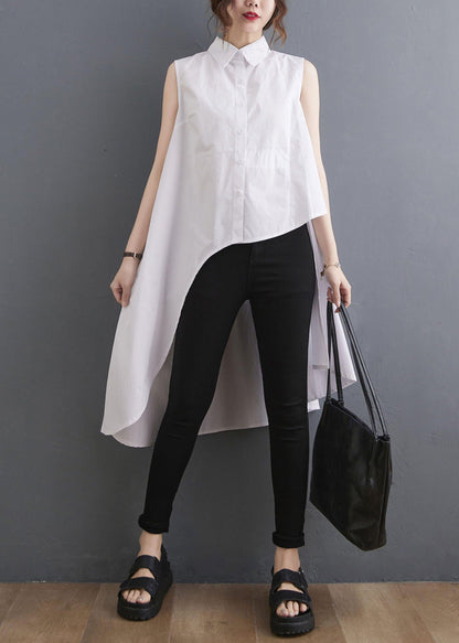 White Peter Pan Collar Button Cotton Shirt Summer