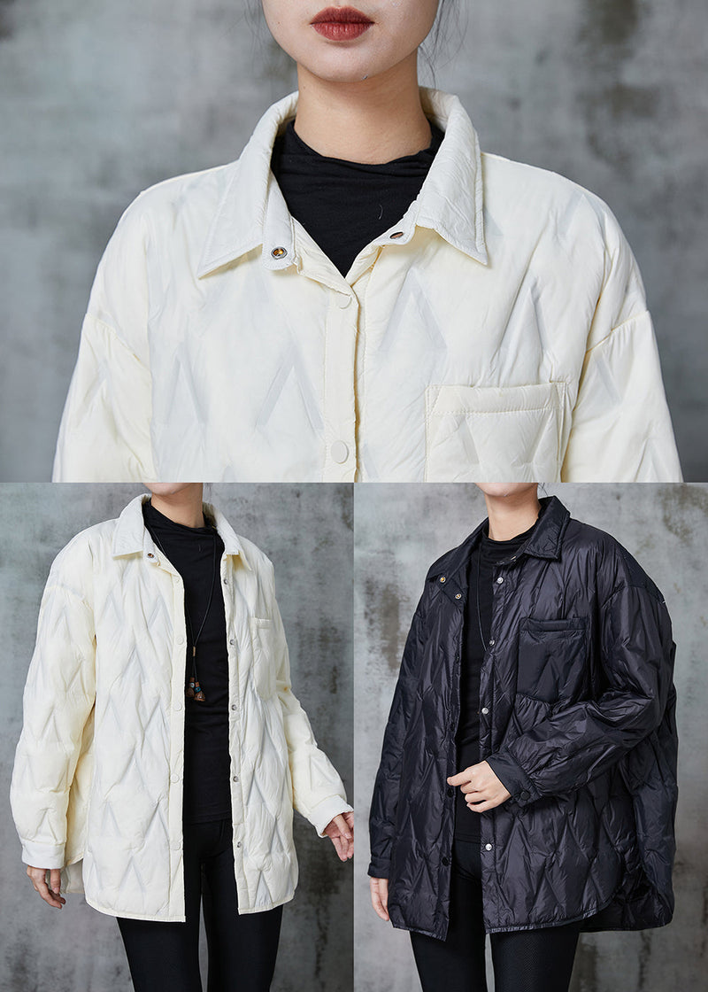 White Oversized Pocket Fine Cotton Filled Coat Winter