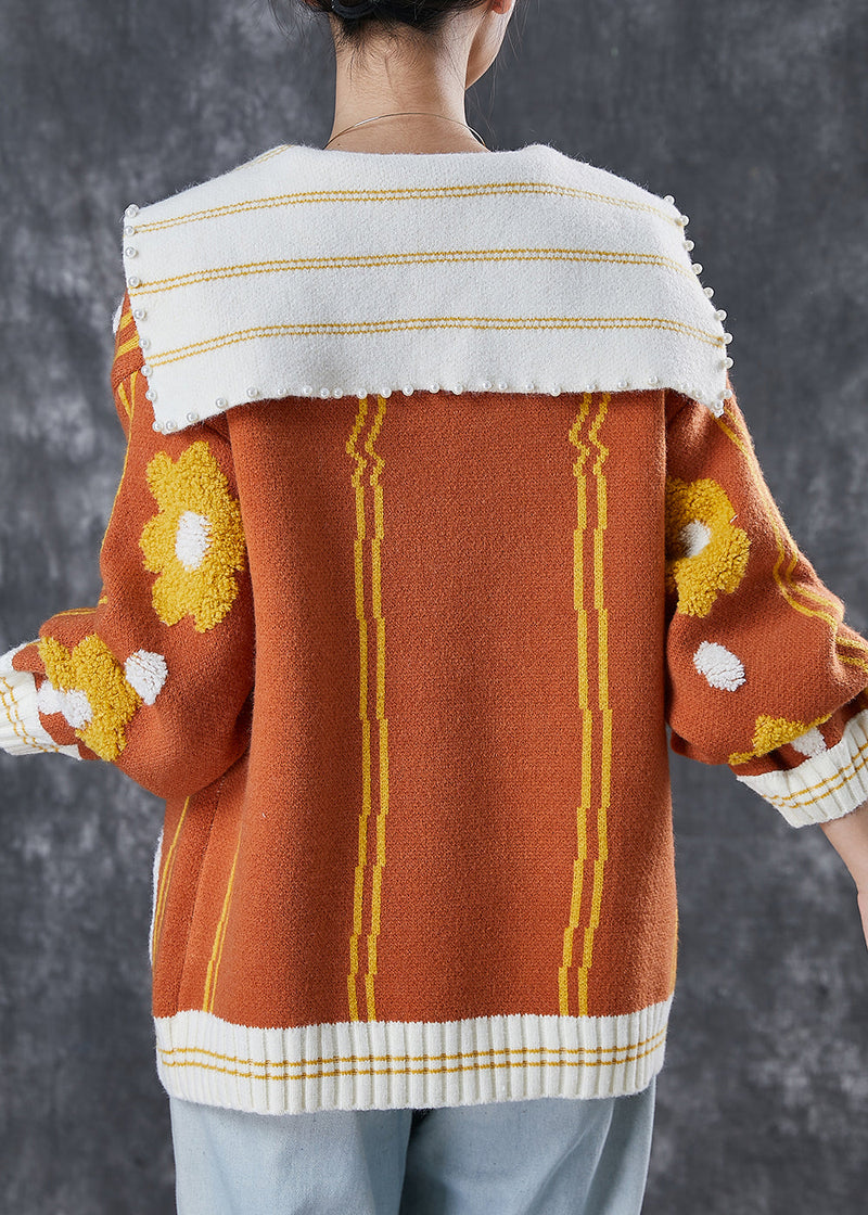 Stylish Khaki Oversized Jacquard Knit Top Spring