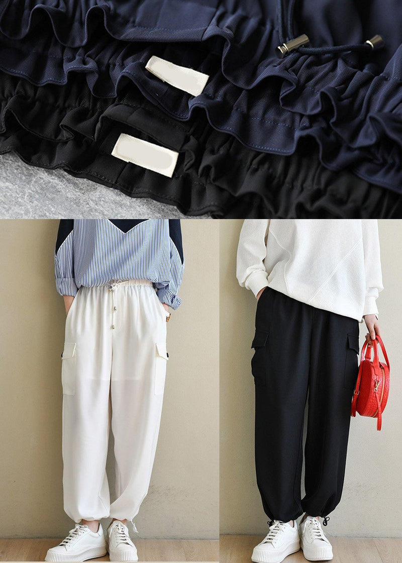 Black Pockets Chiffon Pants