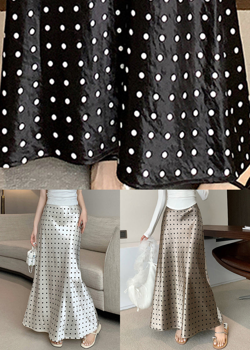 Black Print Silk Fall Maxi Skirts High Waist