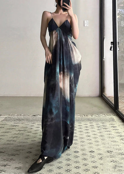 Blue Cardigans and Spaghetti Strap Dresses Chiffon Two Piece Suit Fall