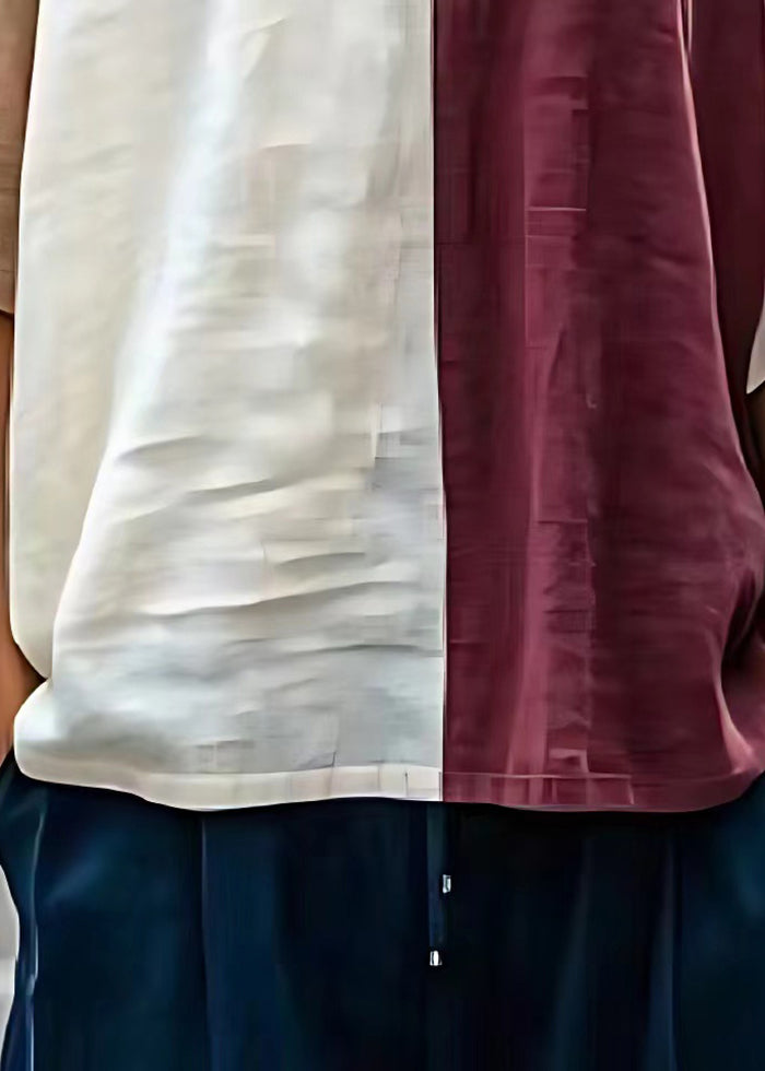 Colorblock Oversized Patchwork Linen Tanks Summer