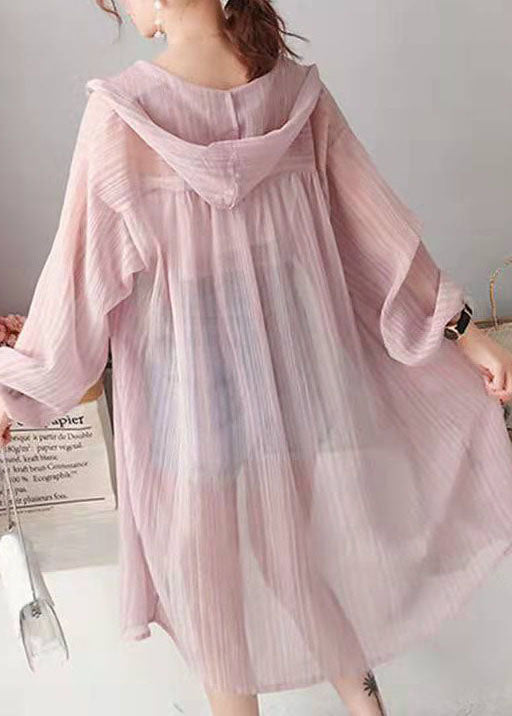 Pink Button Silk Cardigan Long Sleeve