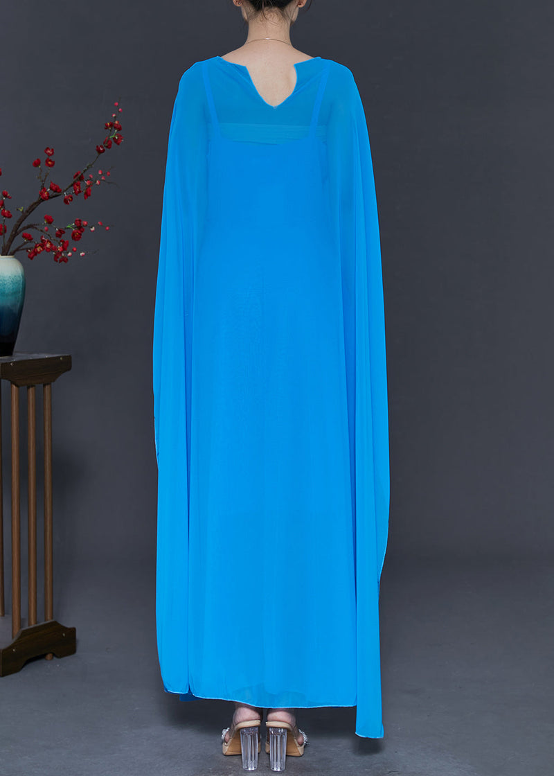 Blue Original Design Chiffon Two Pieces Set Fall