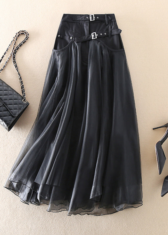 French Grey Patchwork Tulle Skirts Spring