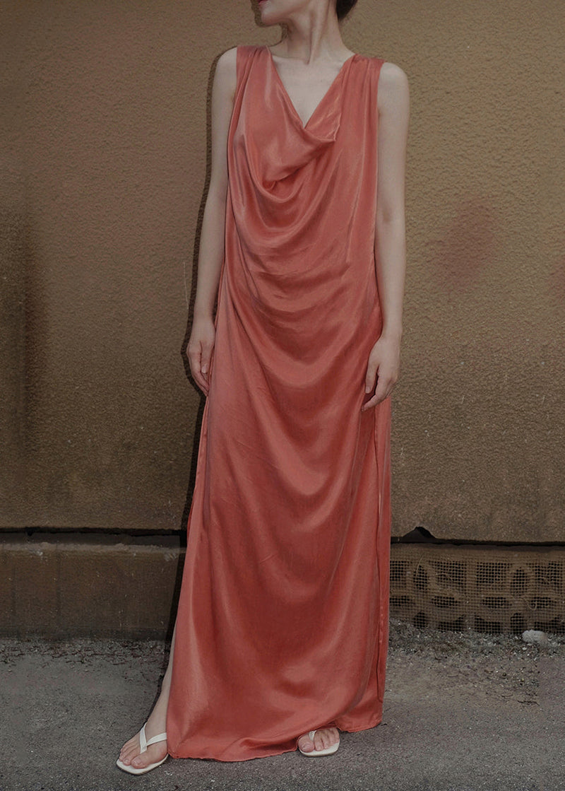 Watermelon Red Neck Long Dress Sleeveless