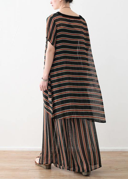 Summer Loose Size Striped Chiffon Shirt