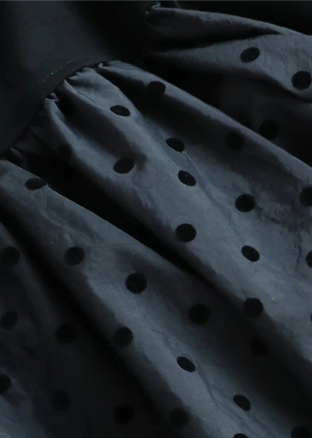Black Dot Patchwork Flower Decorated Cotton Tank Summer