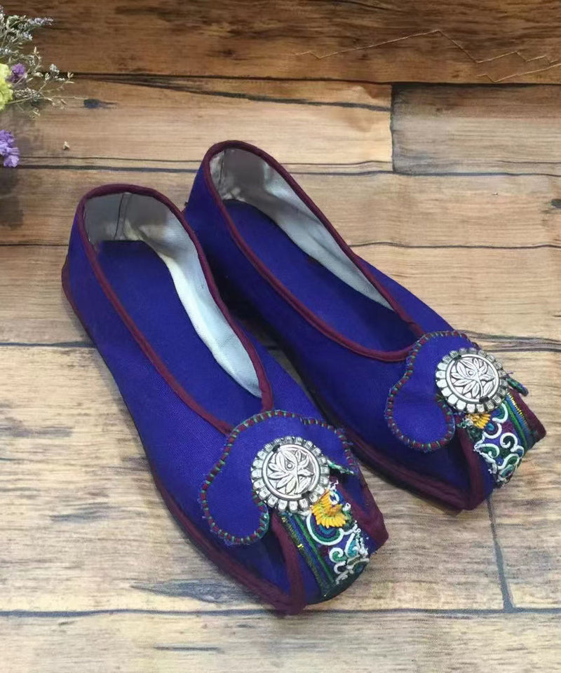Chinese Style Green Embroideried Flat Shoes for