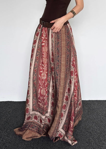Print High Waist Cotton Maxi Skirts Summer