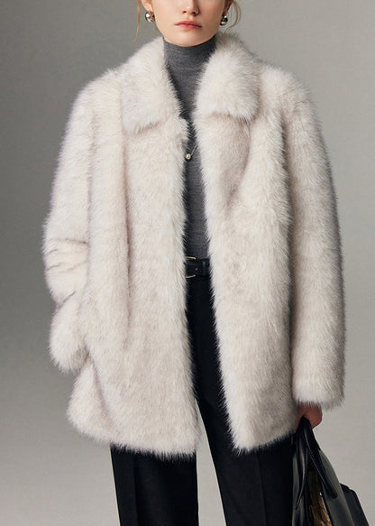 White Oversized Warm Faux Fur Jackets Winter