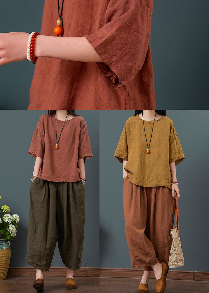 Yellow Oversized Linen Two Pieces Set Summer