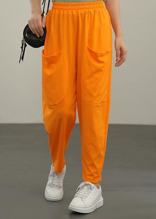 Orange Pockets Harem Pants Summer
