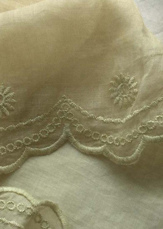 Light Yellow Embroidery Trousers Thin Summer Elastic Waist Wardrobes Pants