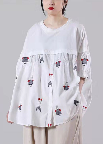 Patchwork Spring Blouse Black Tops