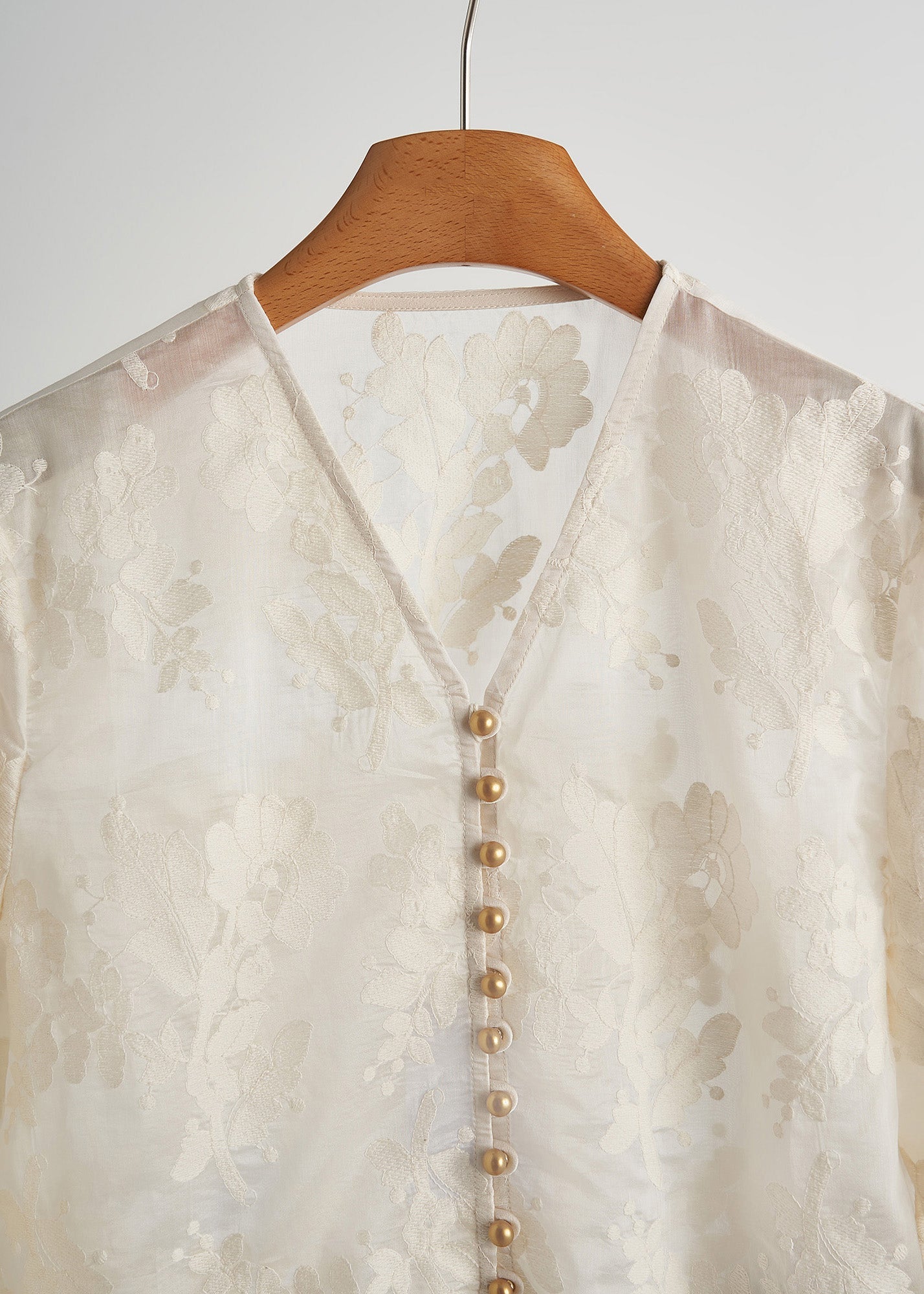 White Jacquard Nail Bead Lace Tops Fall