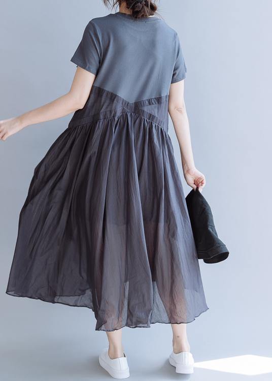 Vivid Patchwork Cotton Clothes O Neck Cotton Summer Dress