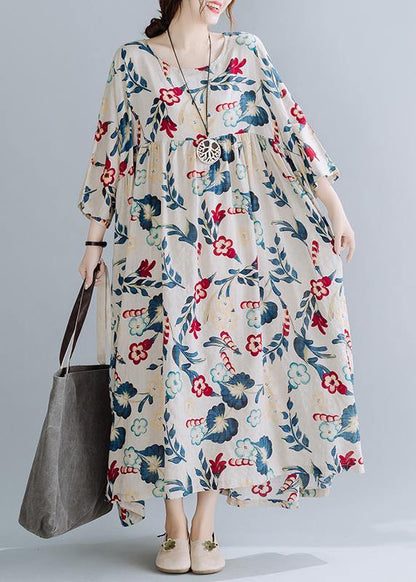 Nude Print Dresses O Neck Cinched Art Spring Dresses