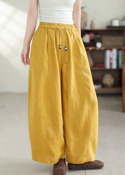 Yellow Oversized Linen Harem Pants Summer